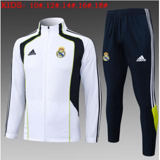 Chándal Real Madrid 2025/26 (White with Dark Bule Long zipper) - NIÑOS